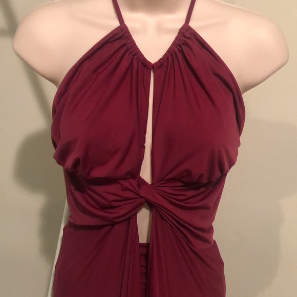 Lycra beach dress / coverups size medium maxi brand new burgundy - Picture 2 of 8